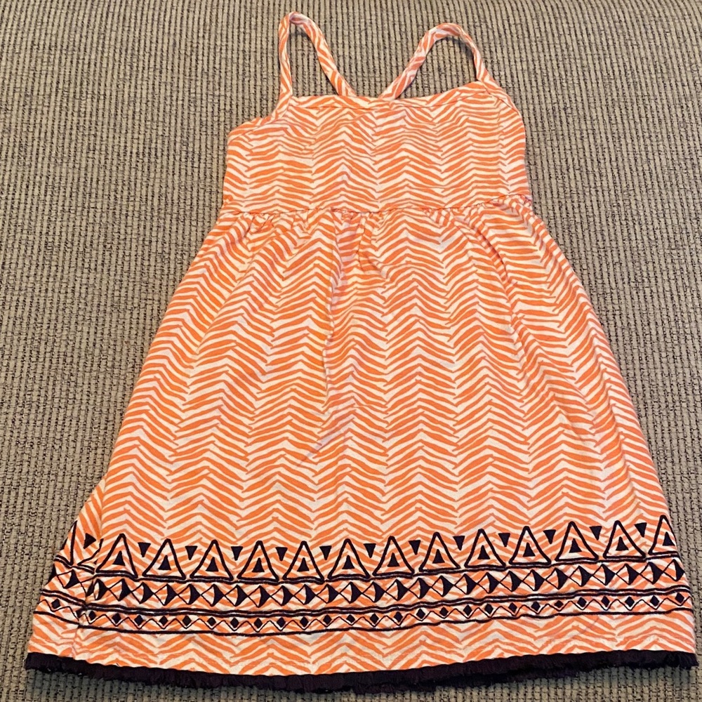 ⭐ 3 for $15 ⭐ - Gymboree Orange Chevron Dress with Navy Blue Accents